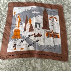 Tammis Keefe Brown and White New York Scarf Vintage